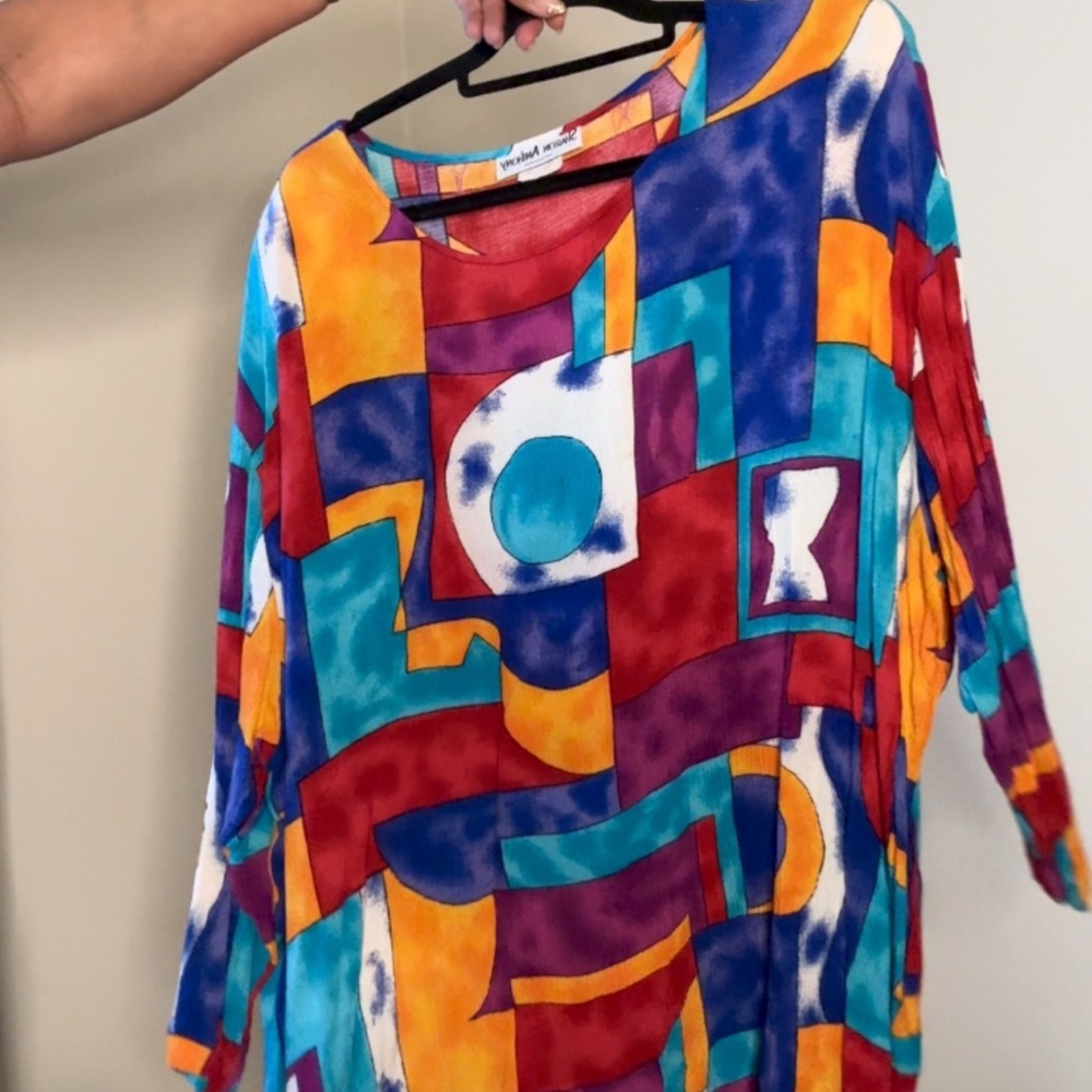 Vintage Geometric Multicolor Top